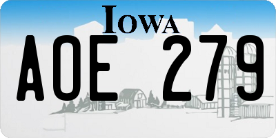 IA license plate AOE279