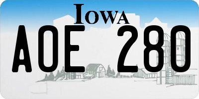 IA license plate AOE280