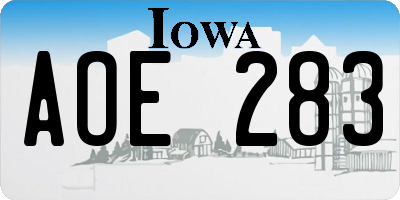 IA license plate AOE283