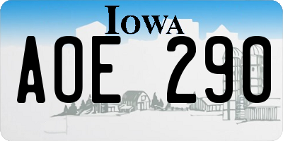 IA license plate AOE290