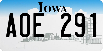 IA license plate AOE291