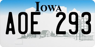 IA license plate AOE293