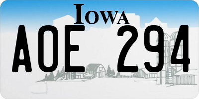 IA license plate AOE294