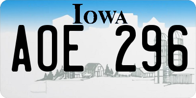 IA license plate AOE296