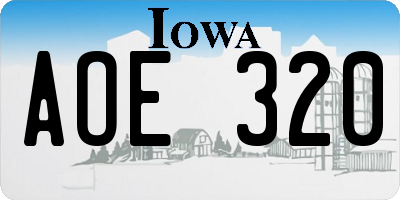 IA license plate AOE320