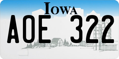 IA license plate AOE322
