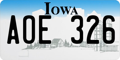 IA license plate AOE326