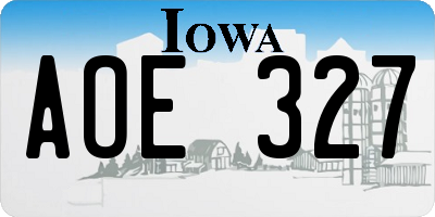 IA license plate AOE327