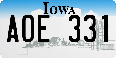 IA license plate AOE331