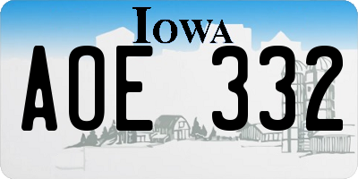 IA license plate AOE332