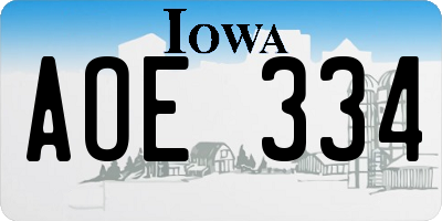 IA license plate AOE334