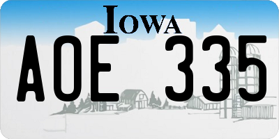 IA license plate AOE335