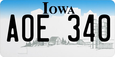 IA license plate AOE340