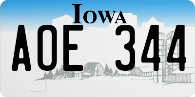 IA license plate AOE344