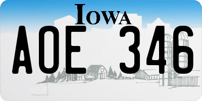 IA license plate AOE346