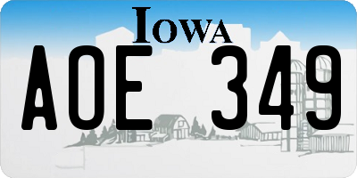 IA license plate AOE349