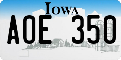 IA license plate AOE350