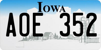 IA license plate AOE352