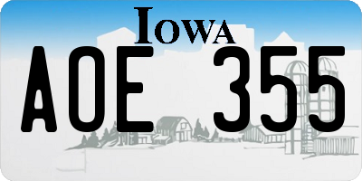 IA license plate AOE355