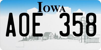 IA license plate AOE358