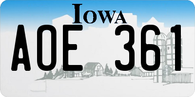 IA license plate AOE361