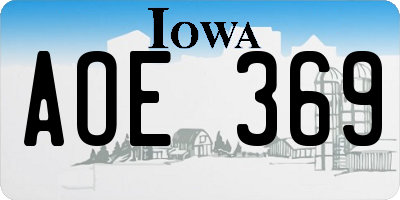 IA license plate AOE369