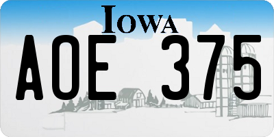 IA license plate AOE375
