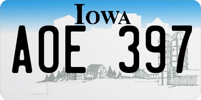 IA license plate AOE397