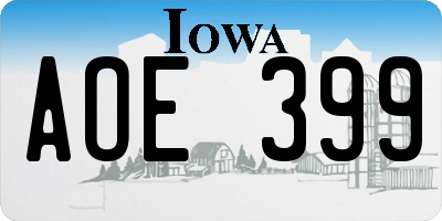 IA license plate AOE399