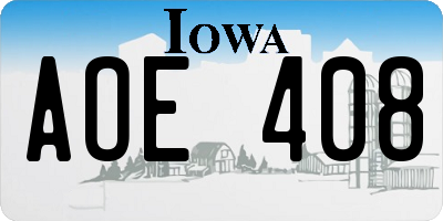 IA license plate AOE408