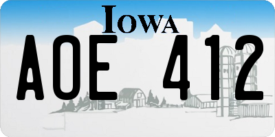 IA license plate AOE412
