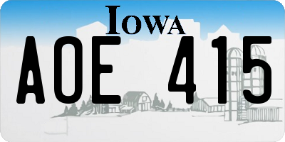 IA license plate AOE415