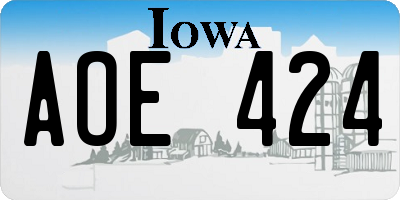 IA license plate AOE424
