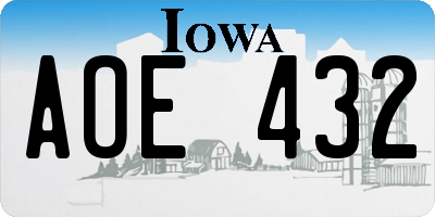 IA license plate AOE432