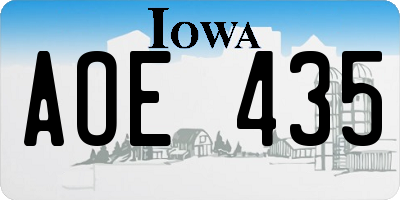 IA license plate AOE435