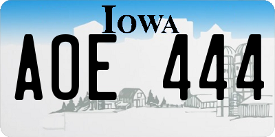 IA license plate AOE444
