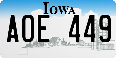 IA license plate AOE449