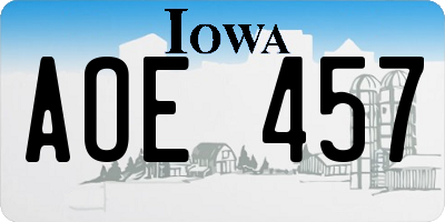 IA license plate AOE457