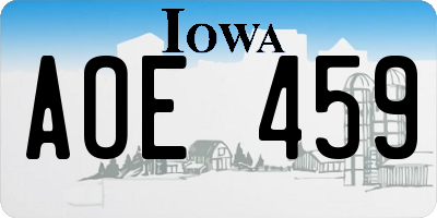 IA license plate AOE459