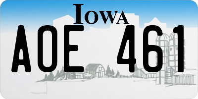 IA license plate AOE461