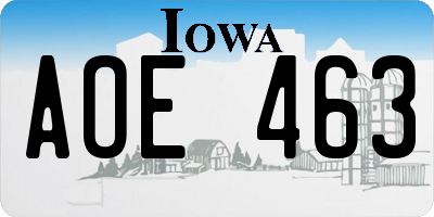 IA license plate AOE463