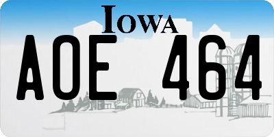IA license plate AOE464