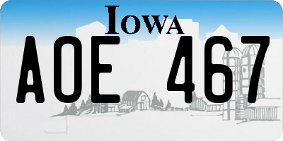 IA license plate AOE467