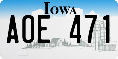 IA license plate AOE471