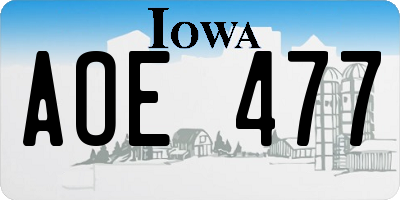 IA license plate AOE477
