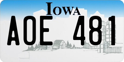 IA license plate AOE481