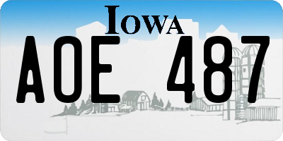 IA license plate AOE487