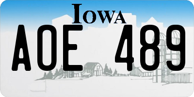 IA license plate AOE489