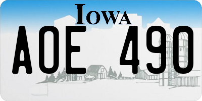 IA license plate AOE490