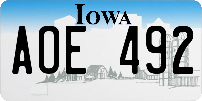 IA license plate AOE492